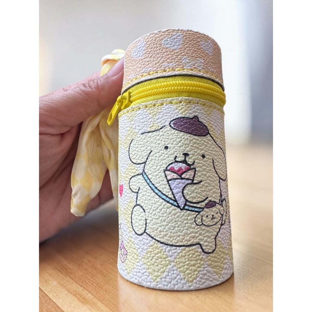 Sanrio Pompompurin Pouch Keychain Zipper Bag Charm Yellow Kawaii Accessory - Picture 2 of 3